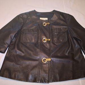 Michael Kors short leather jacket with half sleeve